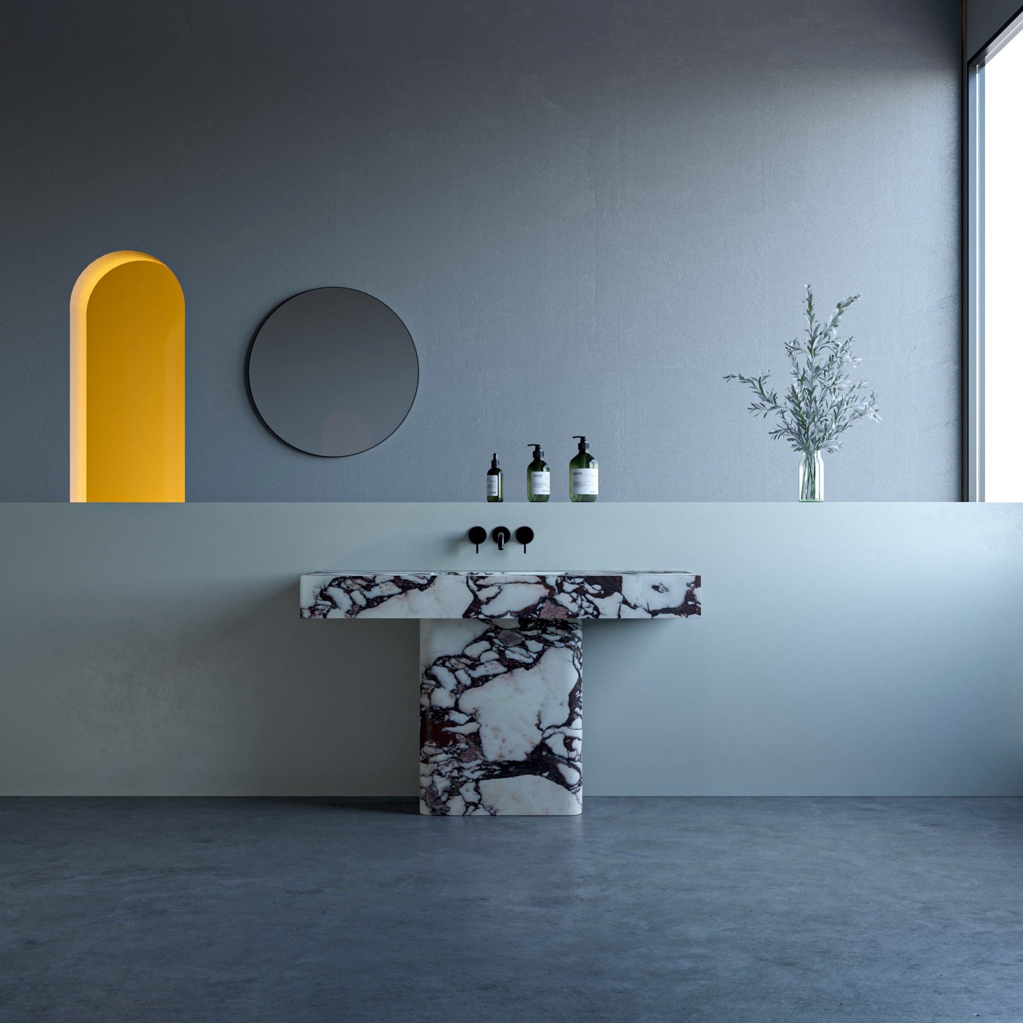 Ikis Marble Pedestal Bathroom Sink