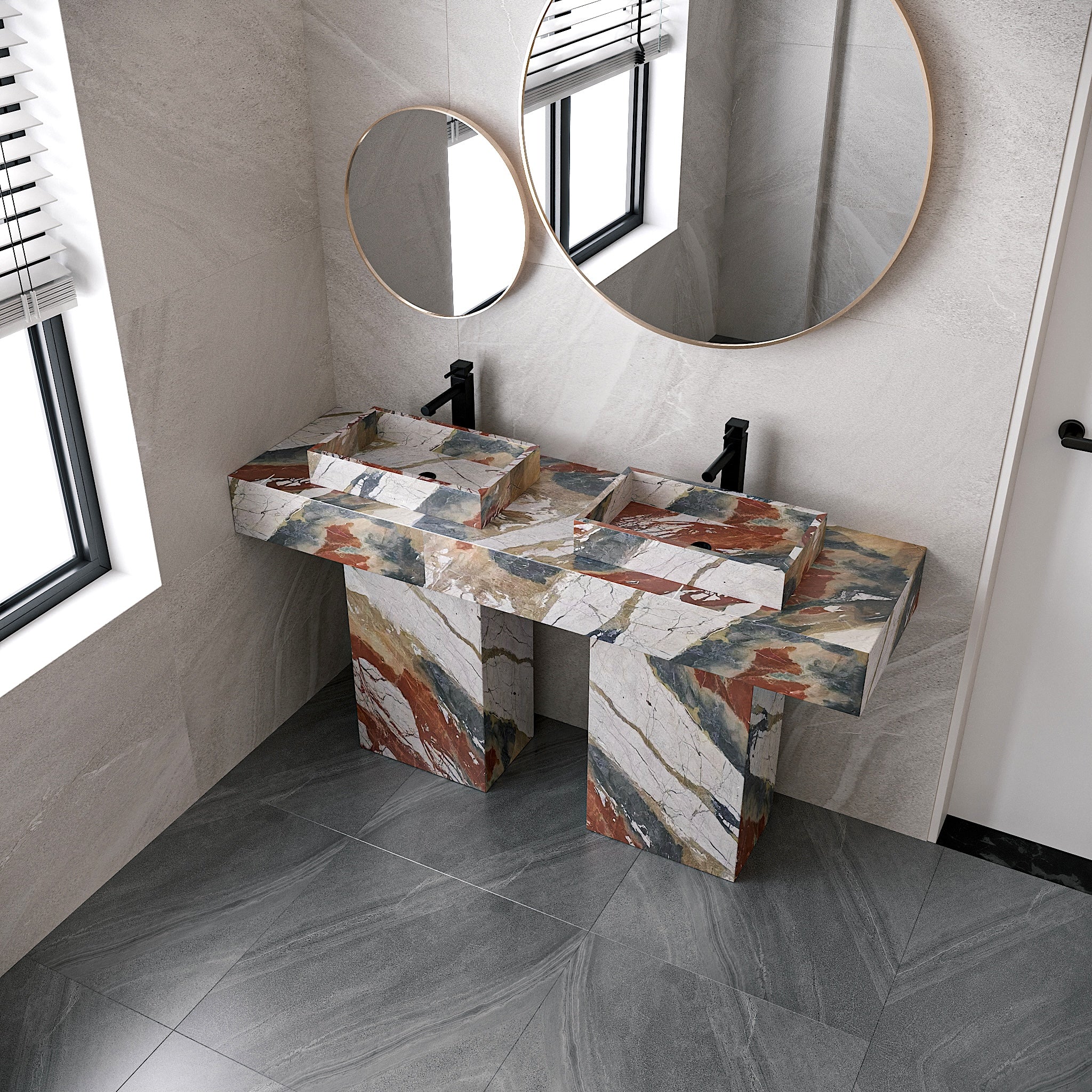 Vestra Marble Free Standing Double Basin