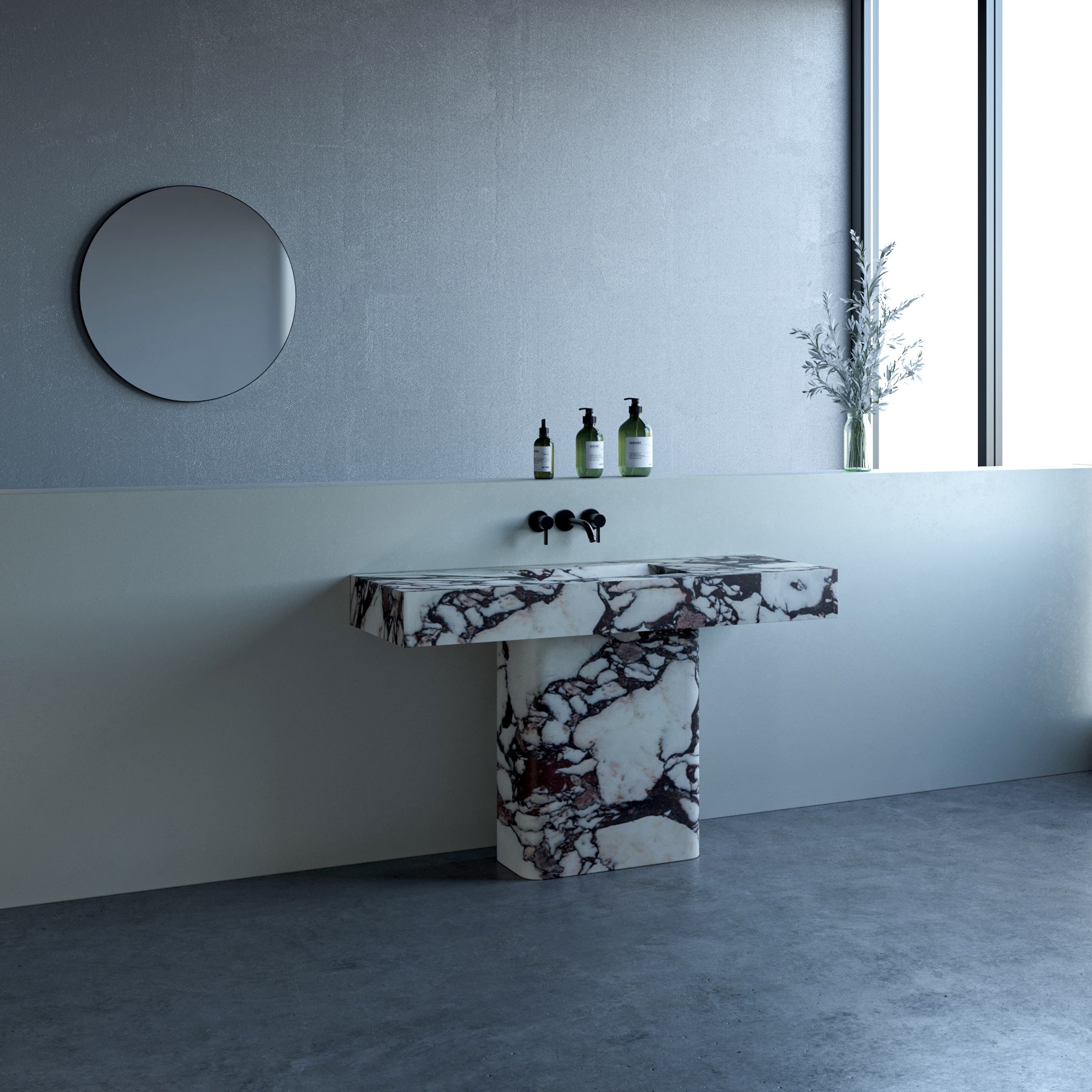 Ikis Marble Pedestal Bathroom Sink