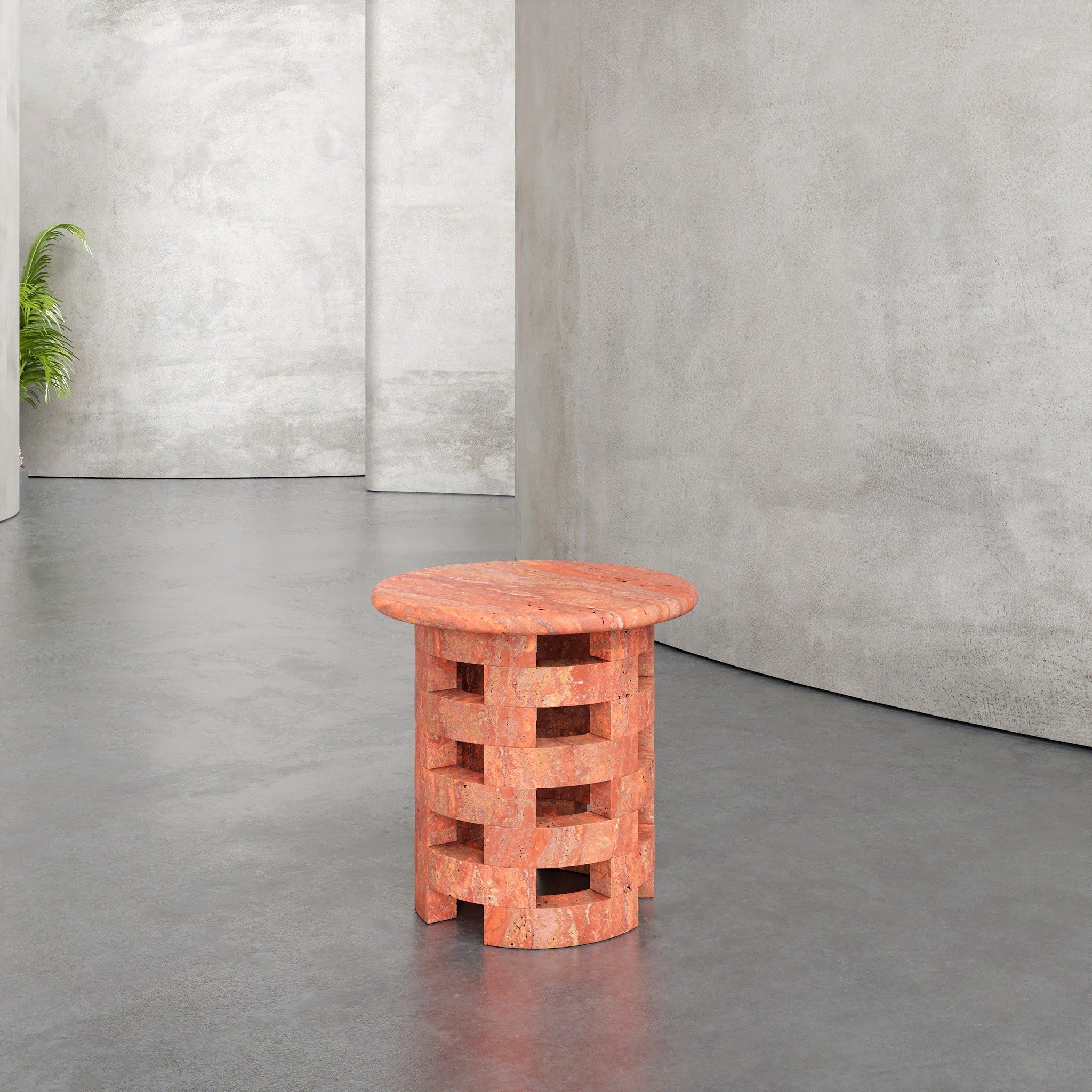 Brace Personalized Travertine Side Table