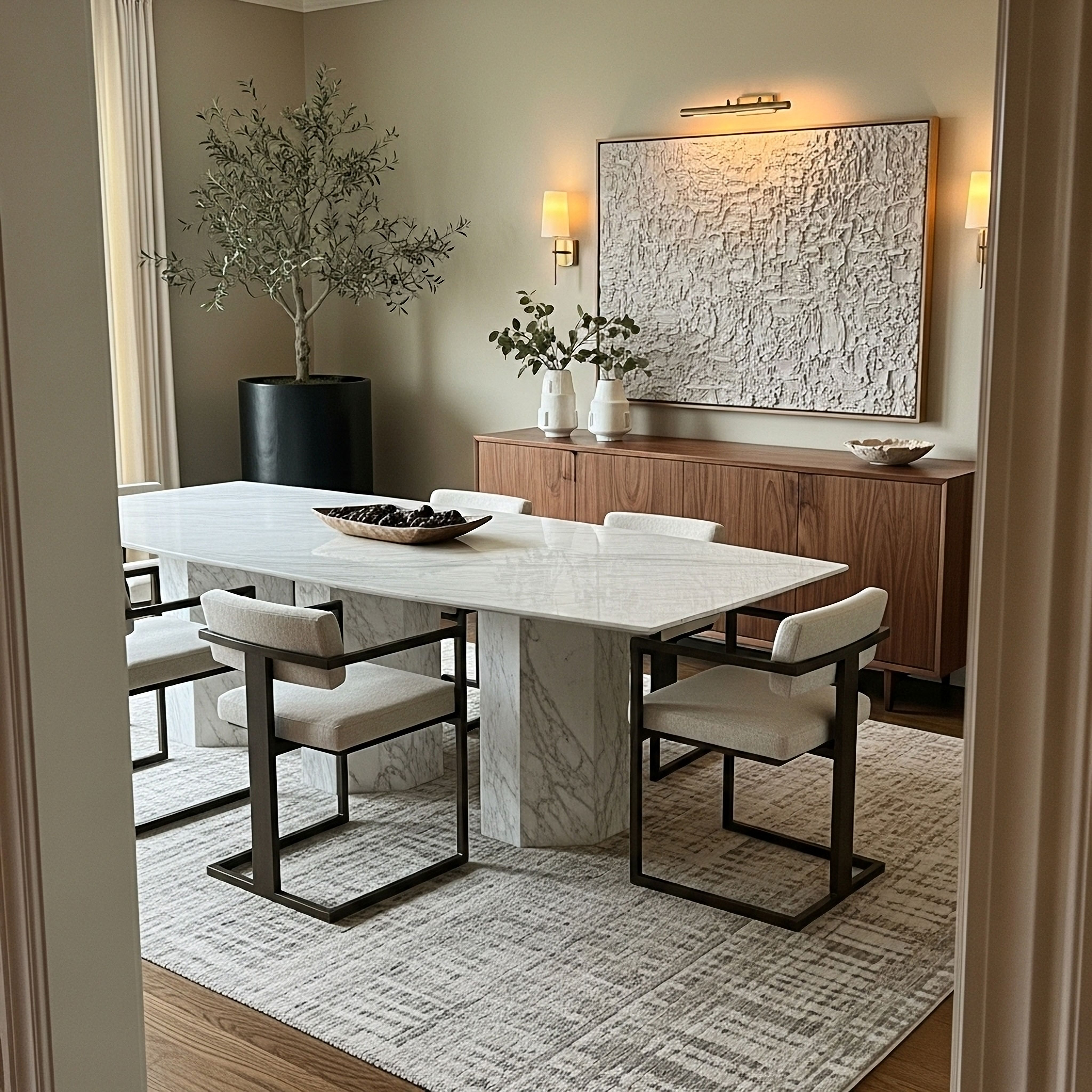 arabescato marble dining table