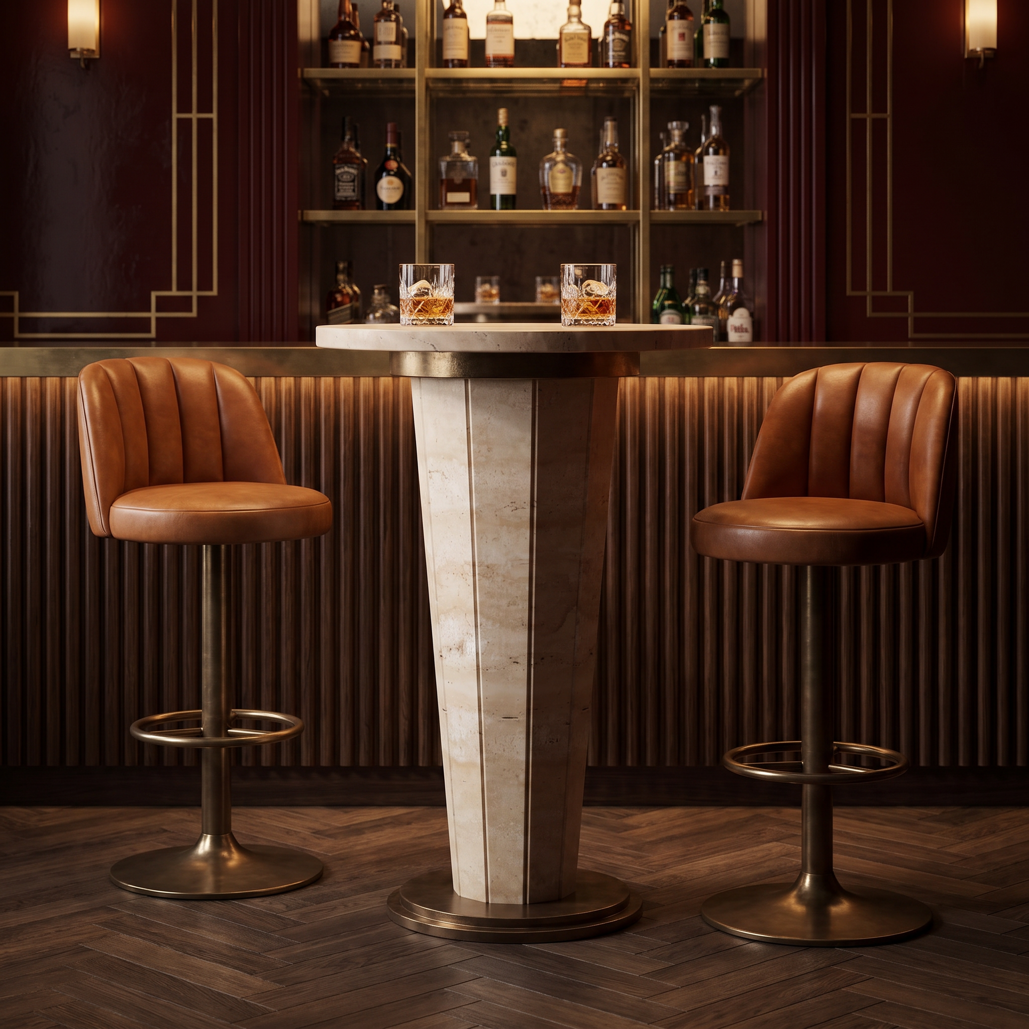 Cannele Fluted Pedestal Bar Table