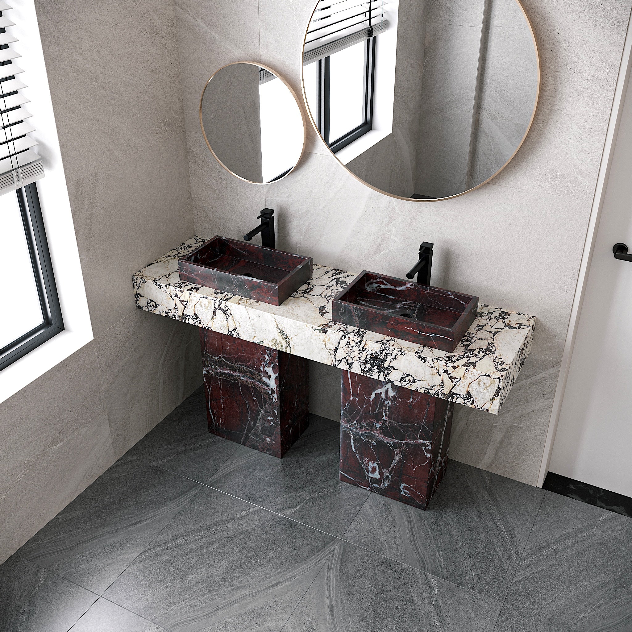 Vestra Marble Free Standing Double Basin