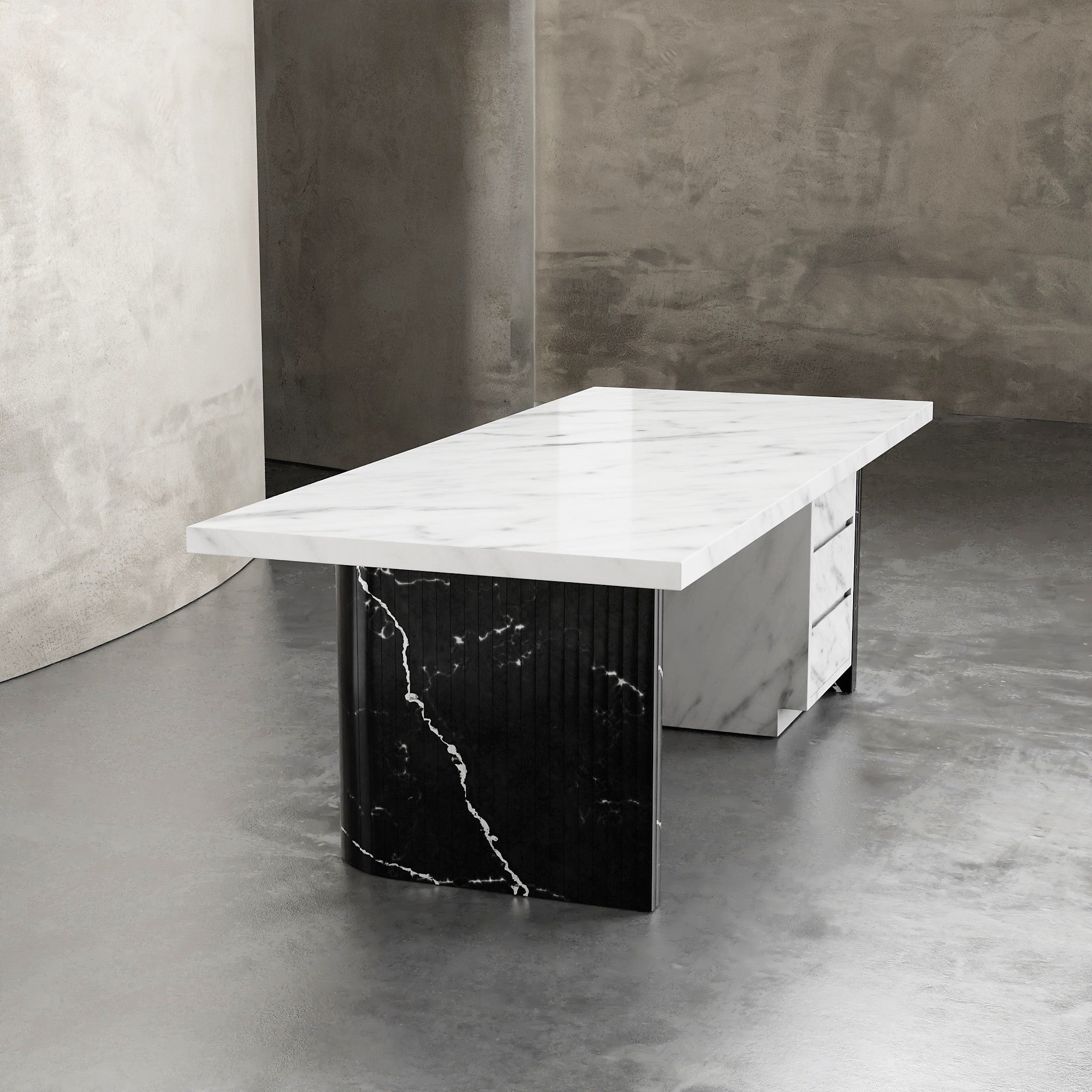 Fula Marble Desk With Drawer