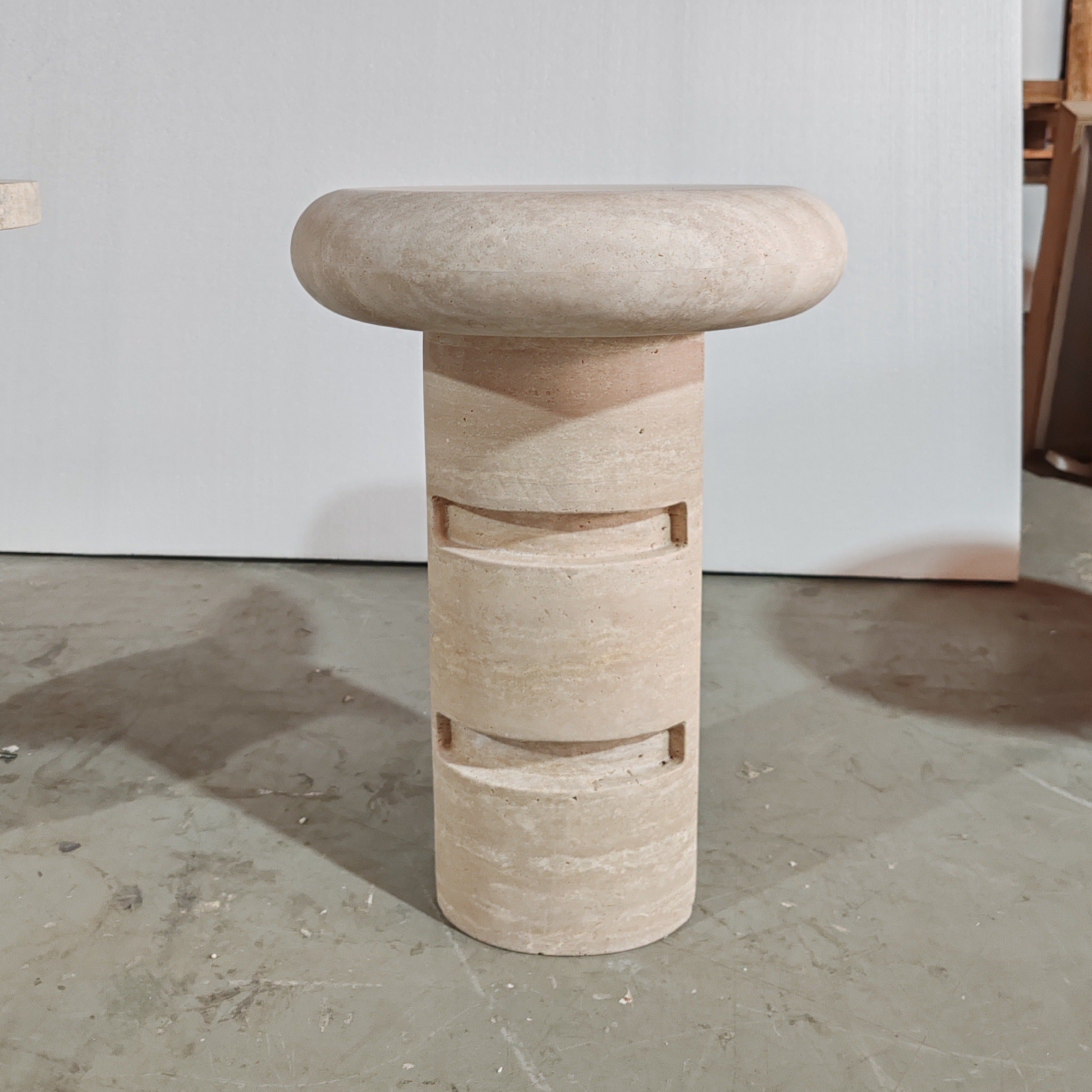 Travertine Side Table
