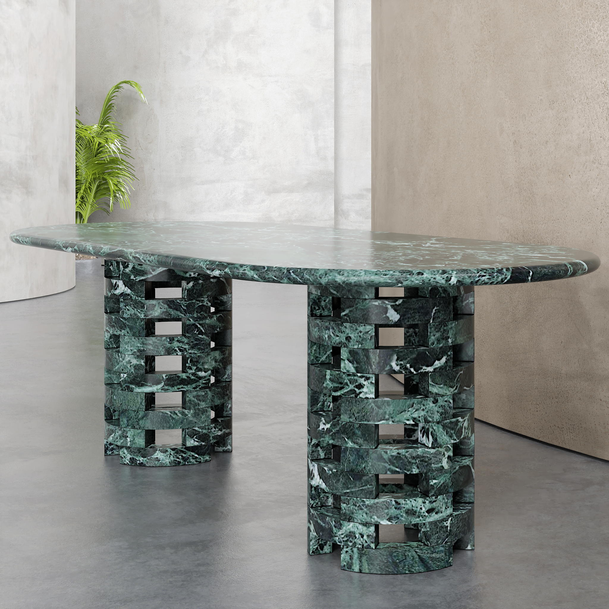 Oval Brace Customizable Stone Dining Table