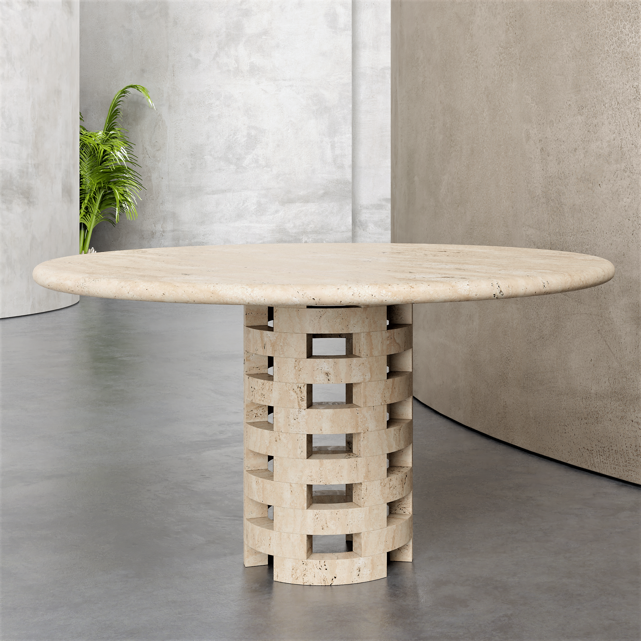 Round Brace Customizable Stone Dining Table 